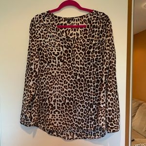 Collarless button down blouse